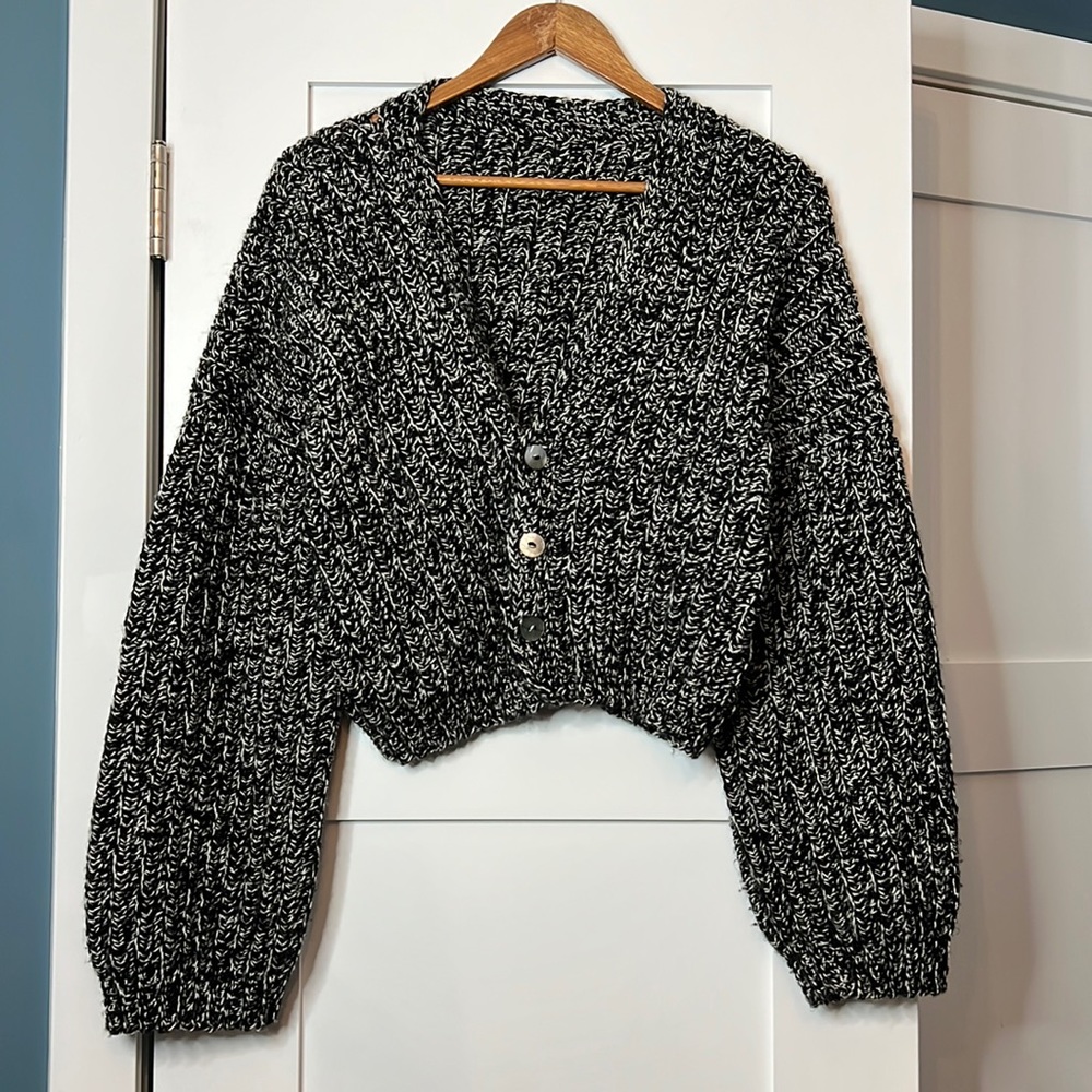 Handmade oversize cropped crochet cardigan